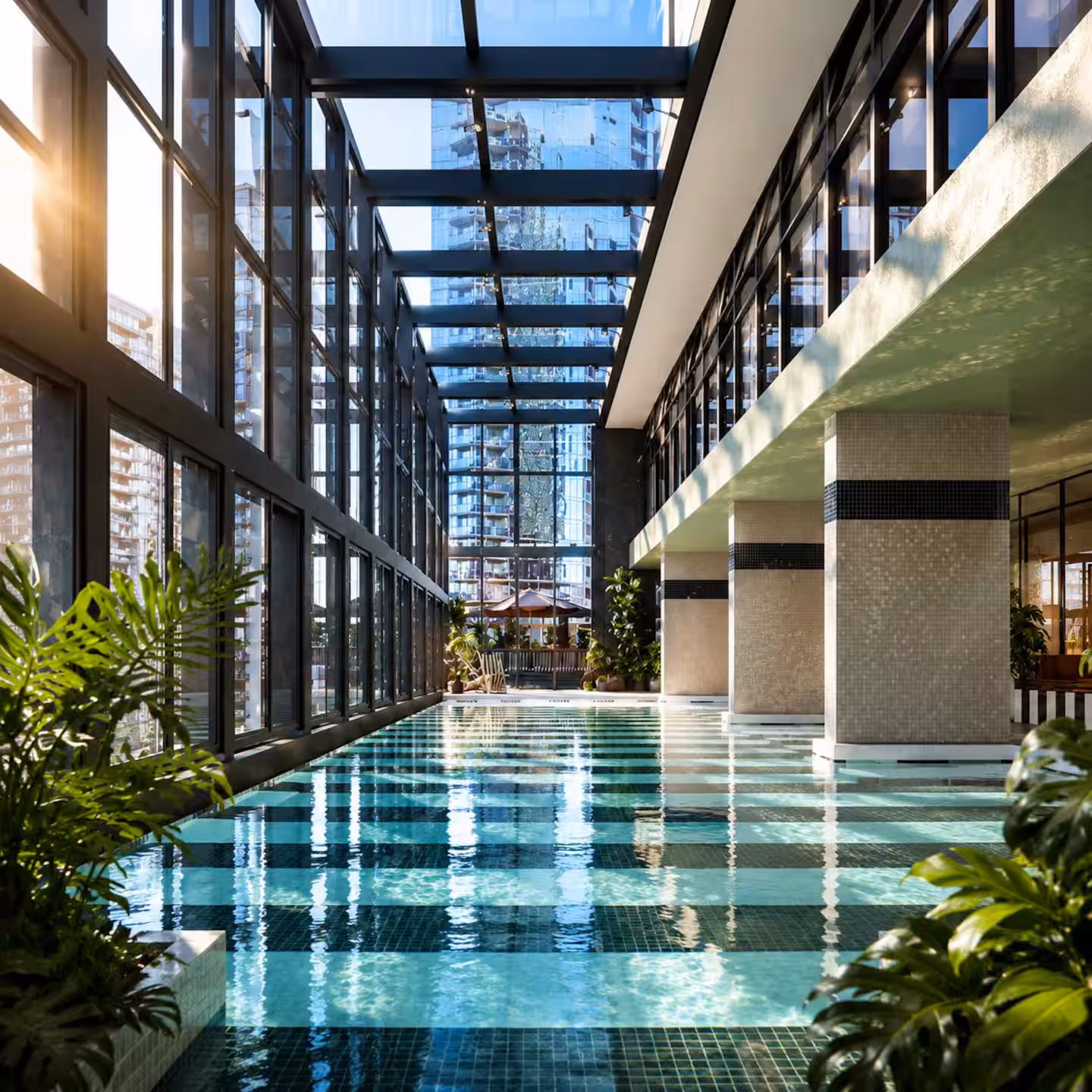 Indoor pool in the building's facilities