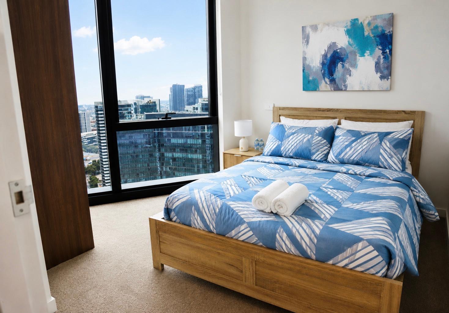 Bedroom one with queen bed
